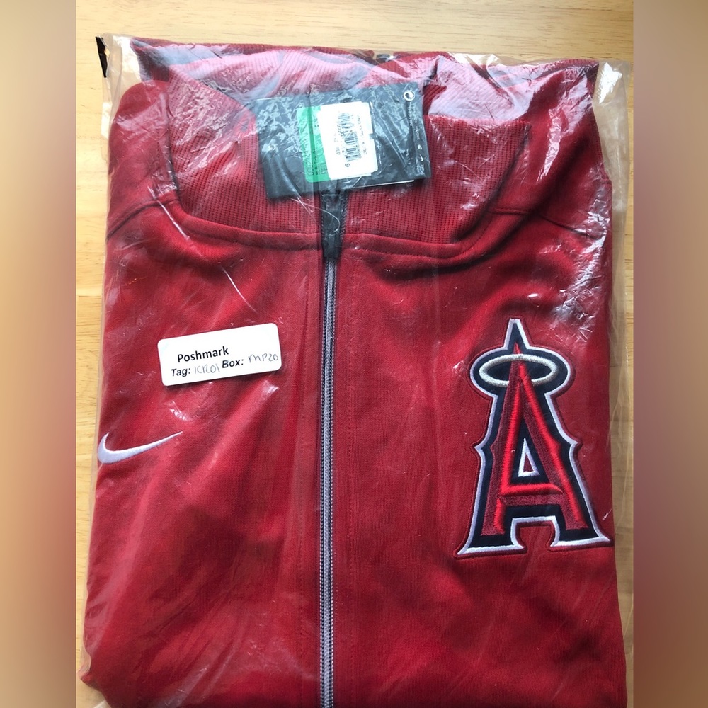 Anaheim Angels Majestic Authentic MLB Zip Warm Up Track Jacket Mens XL Red Used